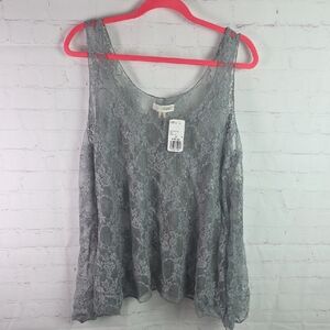 Gray Lace Sleeveless Top